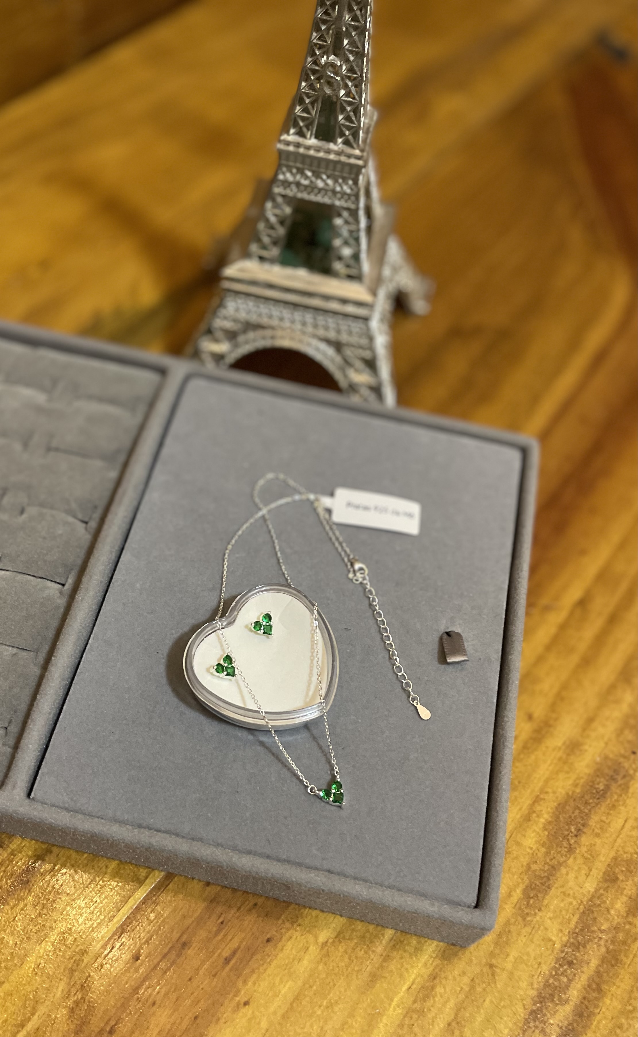 CONJUNTO COLAR +BRINCO EM ZIRCONIA VERDE  - miniatura 1