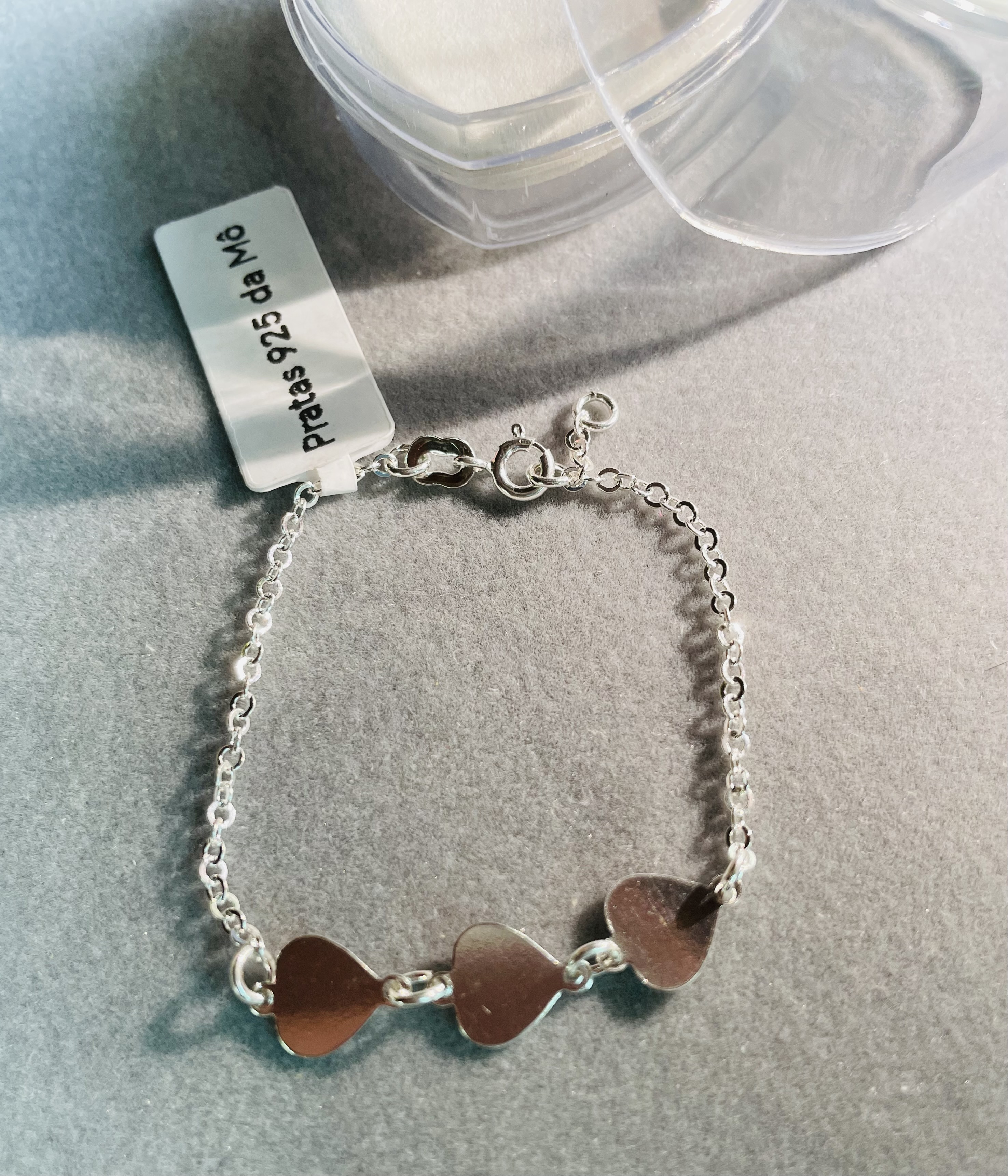 Pulseira infantil 3 corações prata925 - miniatura 1