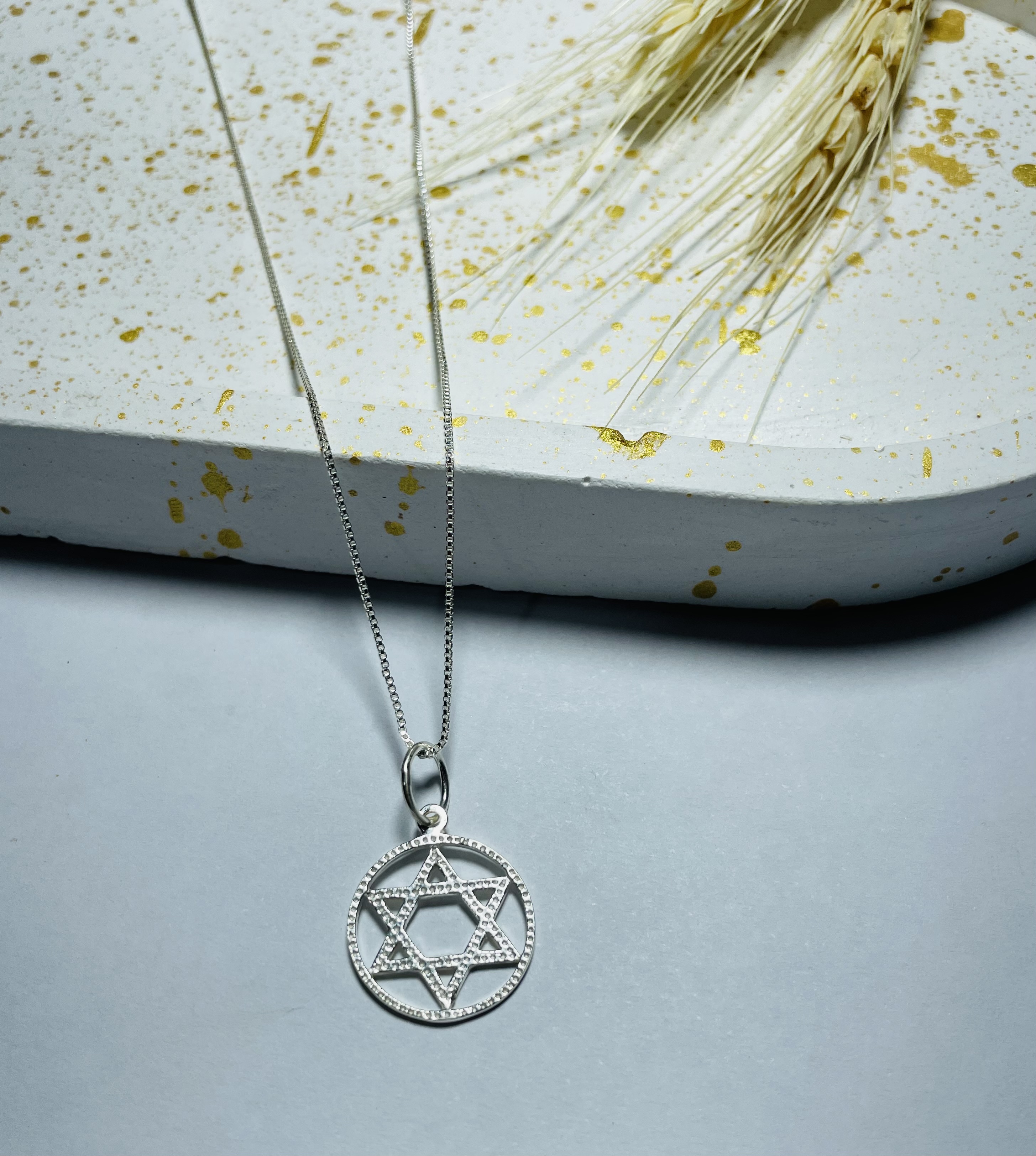 Colar com Pingente estrela de Davi prata 925 - miniatura 1
